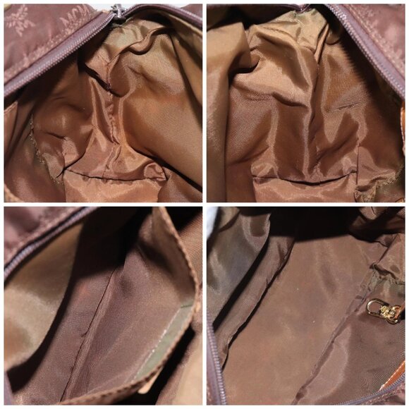 MCM Logogram Vicetos Hand Bag Nylon Brown Gold Auth bs24481 - Picture 15 of 16